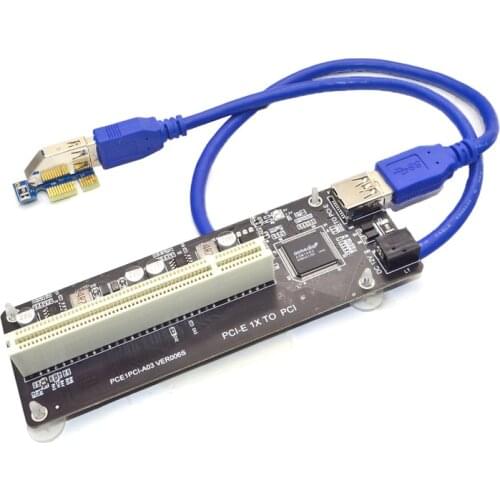 PCIE PCI-E PCI Express X1 to PCI Riser Card Bus Card High Efficiency Adapter Converter USB 3.0 Cable for Desktop PC ASM1083 Chip