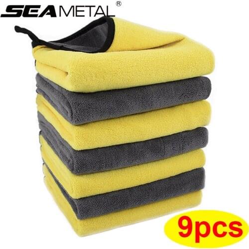 Microfiber Cleaning Towel 3/6/9pcs Micro Fiber Wash Towels for Car Double Layer Extra Soft Cleaning Drying Cloth Car Wash Rags