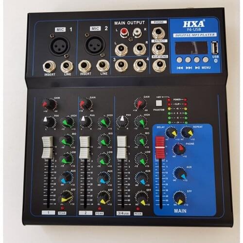 Professional Mini 4 channel USB new technology audio Mixer console