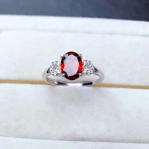SHILOVEM 925 silver real natural red garnet rings open trendy party wholesale Fine women gift new plant mj060877ags