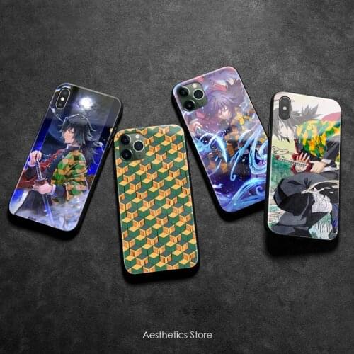 Giyu Tomioka Kimetsu no Yaiba silicone glass Phone case cover for iPhone SE 6 6s 7 8 Plus X XR XS 11 12 mini Pro max