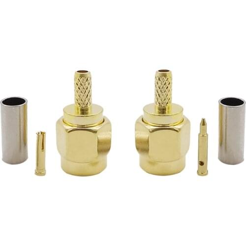 SMA Male Plug / RP SMA Male Crimp Solder Connector Brass Gold plated Coaxial Wire Adapter for RG316 RG174 LMR100 Cable