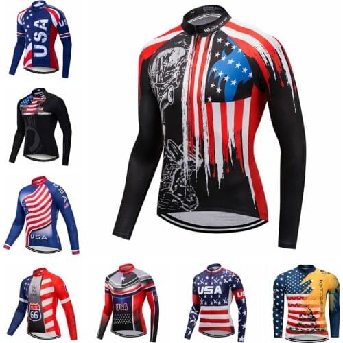 Weimostar 2021 Autumn USA Cycling Jersey Long Sleeve Men MTB Bike Clothing Spring Bicycle Clothes Team Sports Cycling Shirt Tops