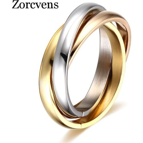 ZORCVENS Trendy Punk Vintage Engagement Rings Female Gold Silver Color Stainless Steel Wedding Rings for Women