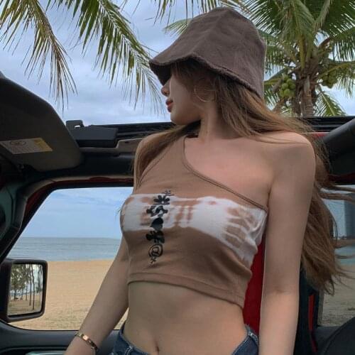 2021 Summer Tie dye Render Short y2k Sexy Tank Top Sexy Women Sleeveless O Croptops Tank Tops Solid Crop Vest Tops Wholesale