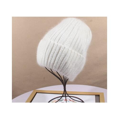 Winter warm soft solid beanies hat female net red hat wheat ear rabbit fur wool hats Korean fashion student cold hats for women