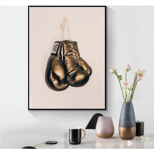 Golden Sport Boxing Gloves Canvas Paintings Posters and Prints Wall Art Picture for Living Room Home Wall Decoration Cuadros