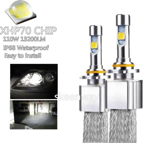 2PCS Car Fanless D1S LED Headlight 55W bulbs with xhp70 LED 6000K Replacement 6600LM bulb D2S D2H H4 H11 9006 9005 9012 fog lamp