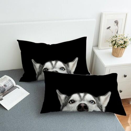 2pcs/set Bed Pillowcase Cover for Beding Print Soft 50cmx75cm / 50cmx90cm Can Customs Made Black Color Dog