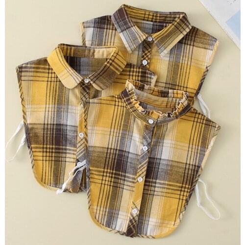 2020 Plaid Fake Collar for Women Detachable Collars Removable Stand Half Shirt Blouse Faux Col Ties Female Clothes Decor