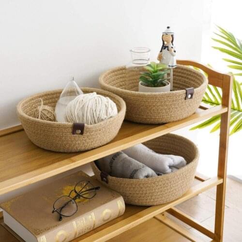3pcs Ventilated Woven Storage Basket with Handle Decorative Key Wallet Holder Woven Sundries Storage Container for Bedroom Decor