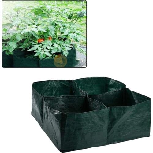 4 Divided Grids Square Planting Container Grow Bag PE Fabric Plants Flowers Vegetables Planter Pot Raised Garden Bed
