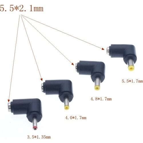 5.5x1.7 4.8x1.7 4.0x1.7 3.5x1.35mm Male DC Power Plug Connector Angle 90 degree L Shaped plastic Plugs