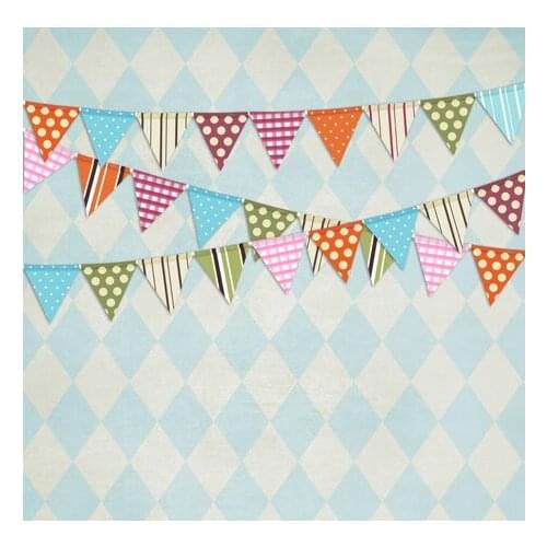 5*6.5ft Photography Backdrops Light Blue Prism with Colorful Spot Flags Kids Photo Background for Studio Custom Backdrop Photos