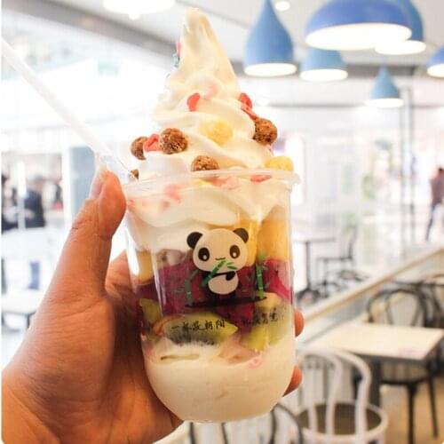 50pcs U shape transparent disposable coffeee cup 360ml/500ml/700ml milk tea juicw cold hot drink cute plastic cups with covers