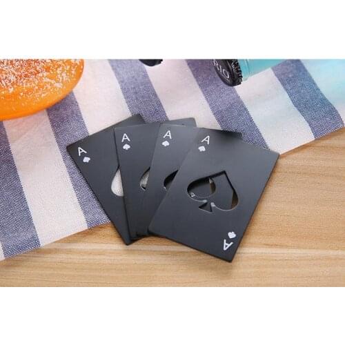500pcs Black Silver Beer Bottle Can Opener Ace of Spades Bottle Cap Opener Poker Opener Ace Beer Card Playing Cap Soda BarSN1777