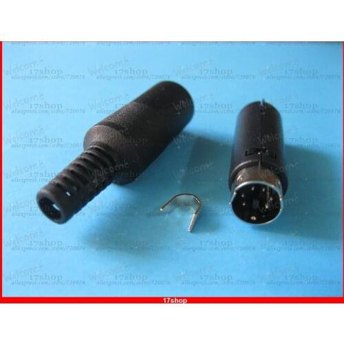 60 pcs Standard Mini DIN Plug 6 Pin Male Connector with Plastic Handle