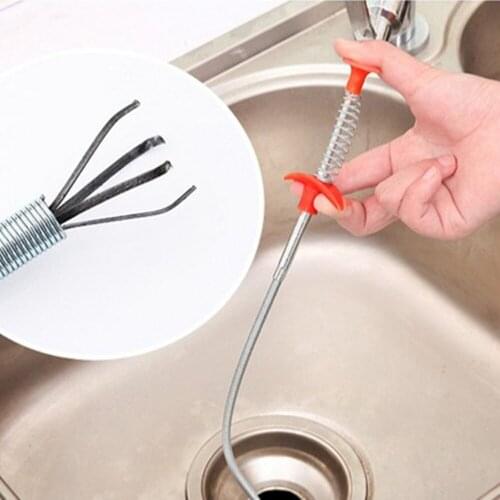 60cm Flexible Bendable Drain Clog Water Sink Cleaning Hook Sewer Pick Up Tool Spring Pipe Hair Remover Kitchen Tools 20JAN8
