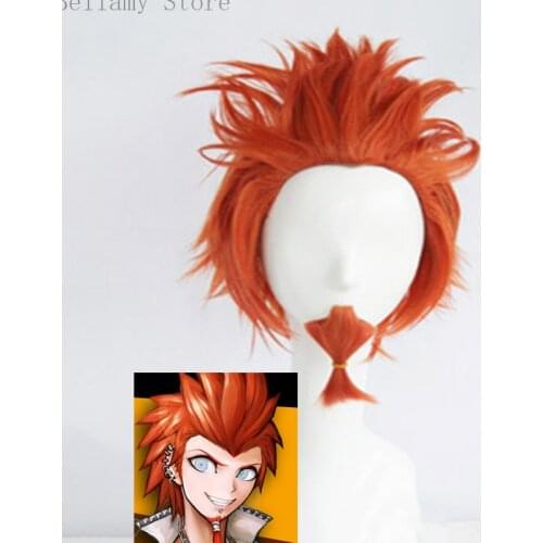 Anime Danganronpa V3 bLeon Kuwata Cosplay hairwear Style short Orange Wig+Wig Cap