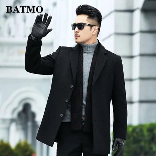 BATMO 2020 new arrival winter thicked wool trench coat men,mens wool jackets,mens wool coat,WKY-2183