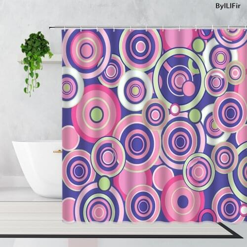 Color Round Geometric Bathroom Shower Curtains Sets Simple Art Bohemian Style Bathtub Screen Waterproof Bath Curtain With Hooks