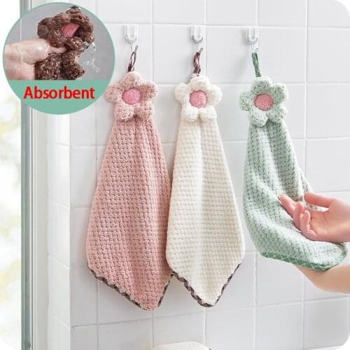 Flower Hand Towel Super Absorbent Kitchen Towels Soft Coral Velvet Cleaninng Towel for Glass Dish Kitchen Rag