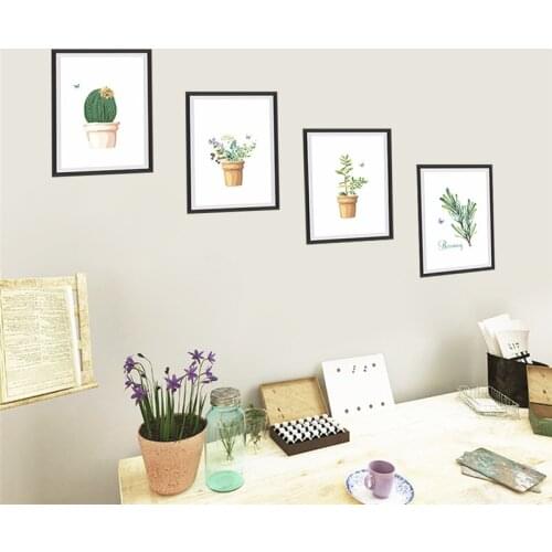 Flowerpot Photo Frame Wall Stickers For Office Bedroom Home Decoration Natural Style Mural Art Diy Wall Decal