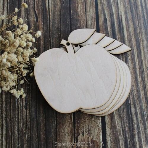 Wooden Apple Shape Blank LabelsUnpainted Craft Gift, For Crafting