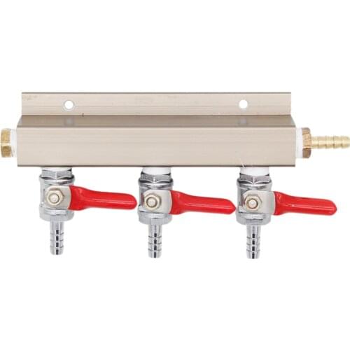 CO2 Distributor 3 Way w/ 1/4" barb shutoff Lead Free