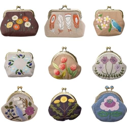 DIY Embroidery Coin Purse Cloth Material Package Embroidery Kit One Flower Alone Handmade Accessories (non-finished Products)