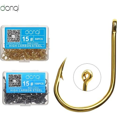 DONQL 100pcs/Box High Carbon Steel Fishing hooks Carp Fishing Jig Head for Fly fishing Accessories Box Barbed jig hook 3#-16