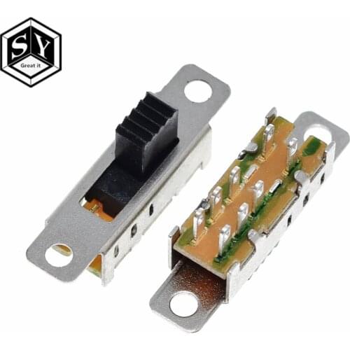 GREAT IT 10Pcs SS23E04 Double Toggle Switch 8 Pins 3 files 2P3T DP3T Handle high 5mm small slide switch