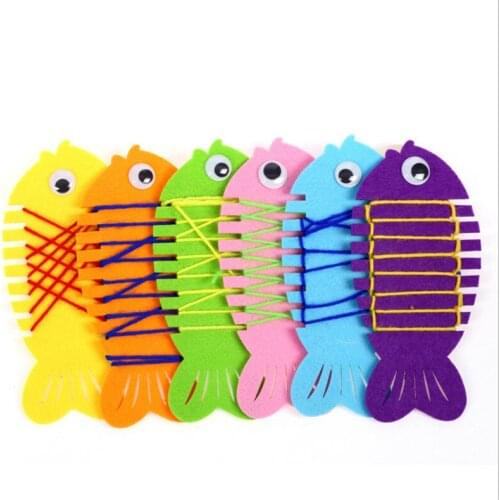 Felt Baby Busy Board Toys Basic Life Skills Fish Rope Hand Finger Train Kindergarten Manual DIY Early Learning Toys