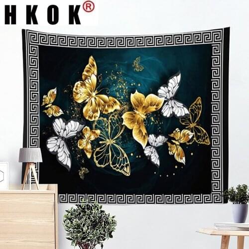 HKOK Butterfly Tapestry Hanging Covering Rugs Background Cloth Beach Mat Blanket Art Bedroom Living Dorm Home Decor