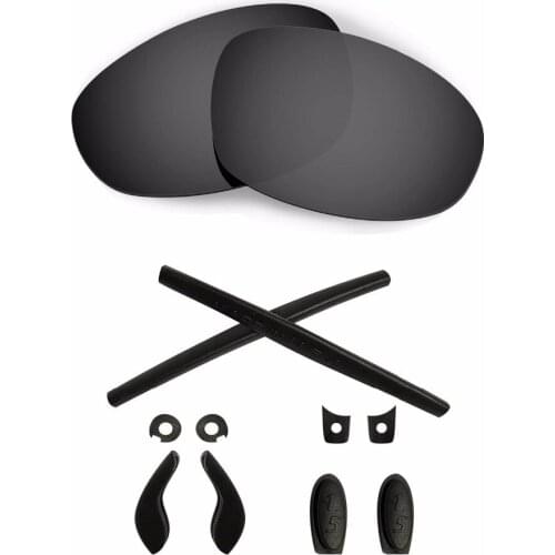 HKUCO For Juliet Black Polarized Replacement Lenses And Black Earsocks Rubber Kit Combined sale