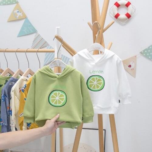 2 3 4 5 6 Y Toddler Boys Hoodies Korean Fashion Loose Lemon Print Hooded Sweatshirt for Boy Child Casual Tops 2020 Autumn New