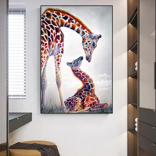 Colorful Giraffe Wallpaper Canvas Painting Wall Art Posters and Prints Wildlife Animals Decorative Picture for Living Room Decor