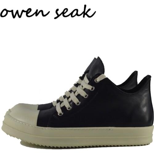 Owen Seak Men Casual Shoes Luxury Trainers Genuine Leather Adult Spring Men Flats Black White Sneaker Big Size Loafers Shoes