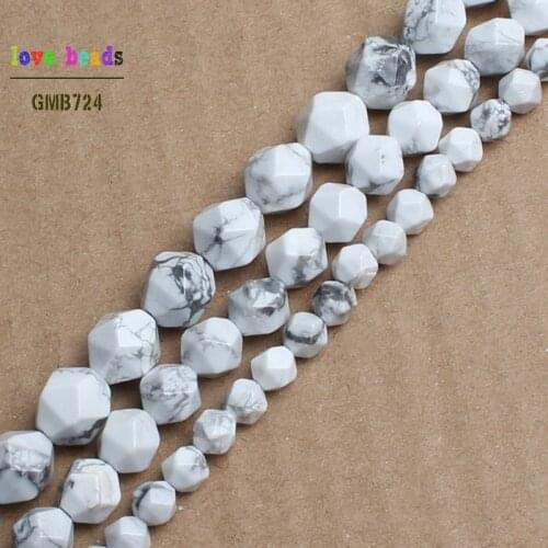 Wholesale Faceted White Turquoises Howlite Round Beads Natural Stone Beads For Jewelry Making DIY Bracelet 6/8/10mm 15inch