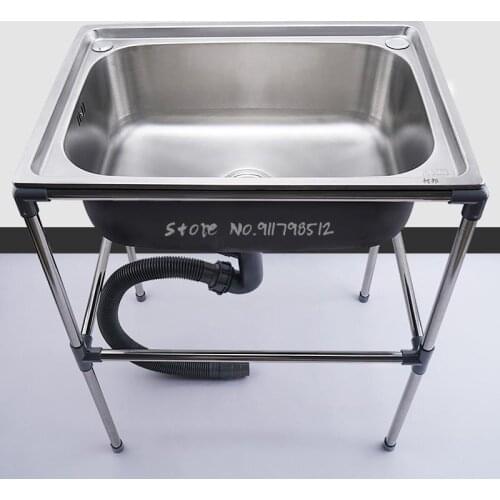 Kitchen Sink Single Trough With Stand Stainless Steel Vegetable Sink To Wash Hands Simple Sink Sink Integrated Household Package