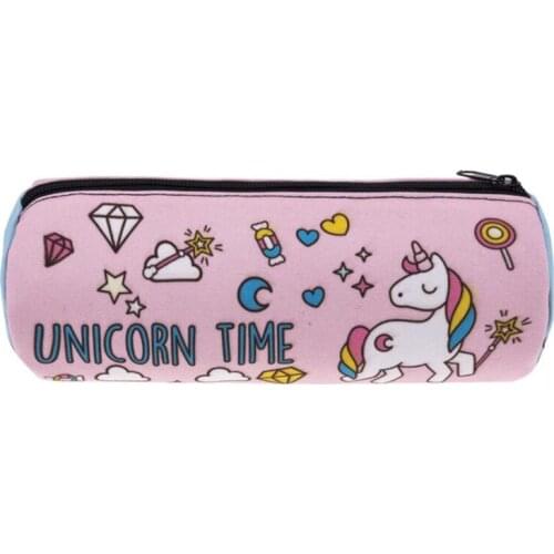 M094 Cute Women Purses Unicorn Time Printing Pencil Bag Large Triangle Style Coin Bag