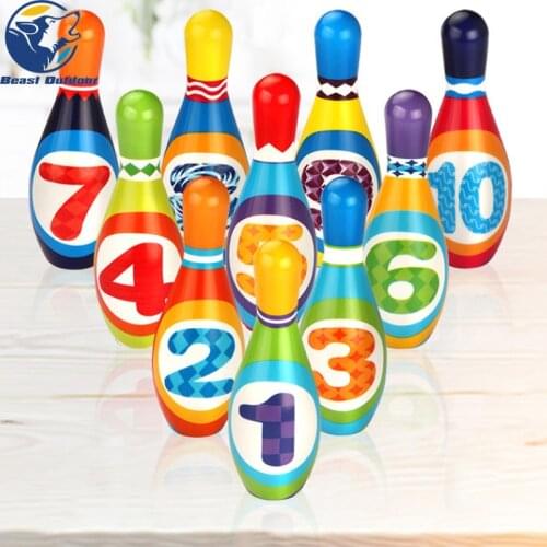 Bowling Set Toy 10 Colorful Soft Foam Bowling Pins 2 Ball Indoor Toys Toss Ball Indoor Outdoor Toys Party Fun Family Game Gifts