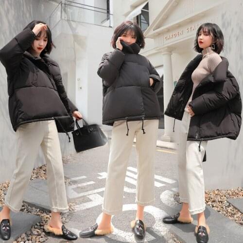New 2020 Womes Wimter Jacket Parka Korean Fashion Short Down Cotton Padded Jackets Girls Long Sleeve Oversize Coat Outwear 2313