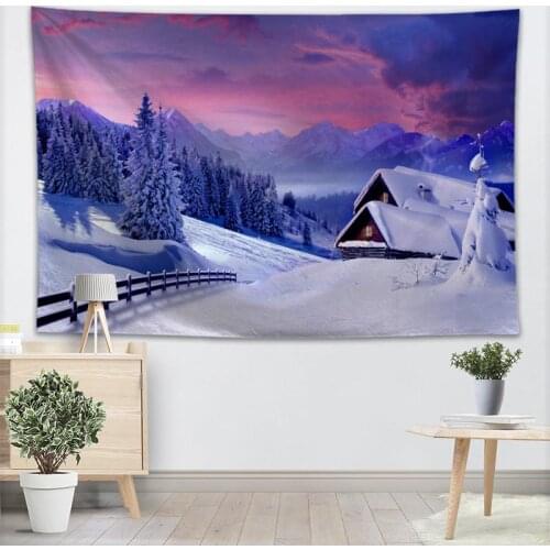 New Custom Snow Mountains Tapestry Printed Creative living room bedroom background wall fabric hanging painting small fresh