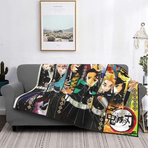 Kimestu No Yaiba Demon Slayer Blankets Coral Fleece Plush Print Manga Japan Samurai Soft Throw Blanket for Bedding Bedroom