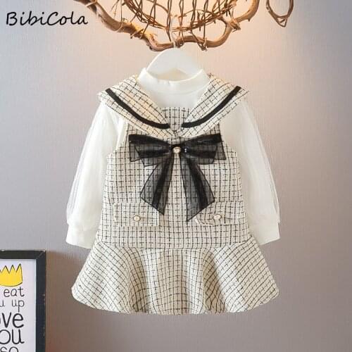 Autumn And Winter Girls Skirt Small Fragrance Fashion Suit Field Sleeve T-shirt Dress Two-piece Spring And Autumn Bow