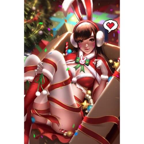 Custom Print Game Overwatch DVA Sexy Girl Art Poster Wall Art Canvas Ptinging 16x24 24x36 Inch Custom Bedroom Decor Picture