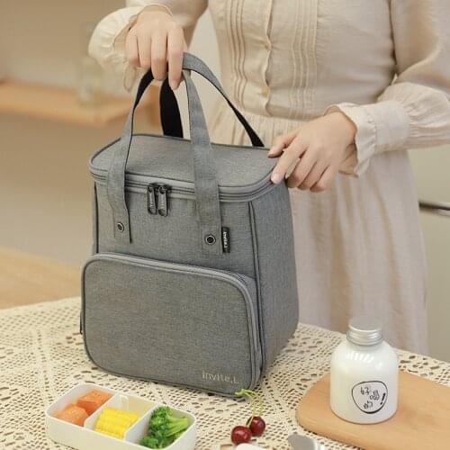 Cation Fabric Portable Lunch Bag Waterproof Insulated Large Capacity Picnic Bags Thicken