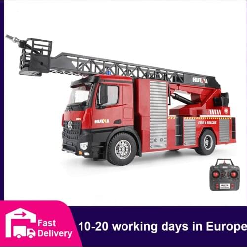 HUINA 1:14 RC Fire Truck 22 Channels Tractor Model Engineering Car with Working Water Pump Shoots and Squirts Water RC Truck Toy