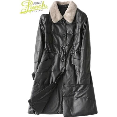 Down Genuine Leather Womens Winter Jacket Women Real Mink Fur Collar Sheepskin Coat Korean HQ18-YY1082B MY1919